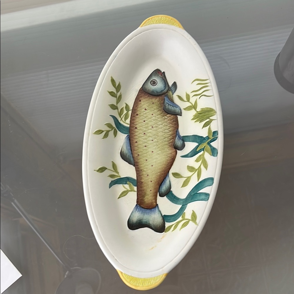 🐠Vintage 50s Fish Oval Handpainted Serving Dish Platter | E. Radford England - Picture 5 of 17